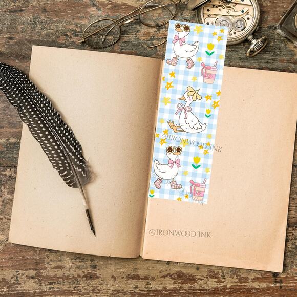 Groovy Goose Duo Bookmark Blue Pink Green Cute Sassy Geese Funny Bookish Gift - Picture 2 of 8